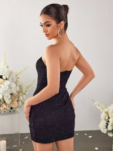 Tie Front Glitter Asymmetrical Hem Tube Dress